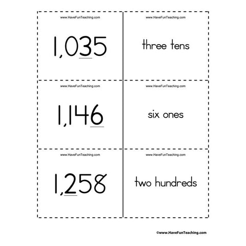 Place Value Flash Cards