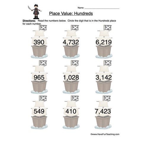 Place Value Hundreds Worksheet