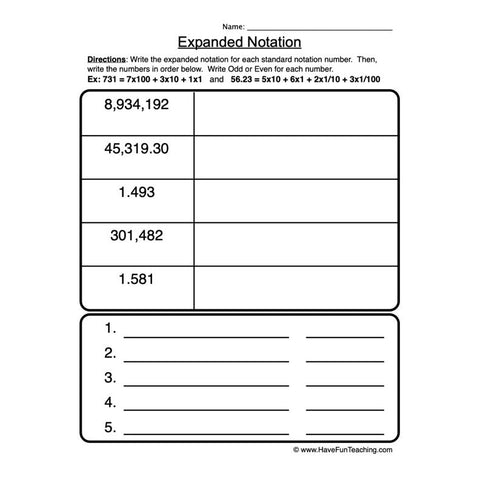 Place Value Standard Expanded Worksheet 3