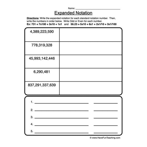 Place Value Standard Expanded Worksheet 4