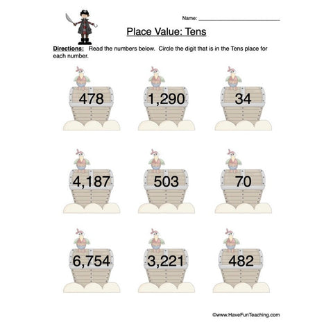 Place Value Tens Worksheet