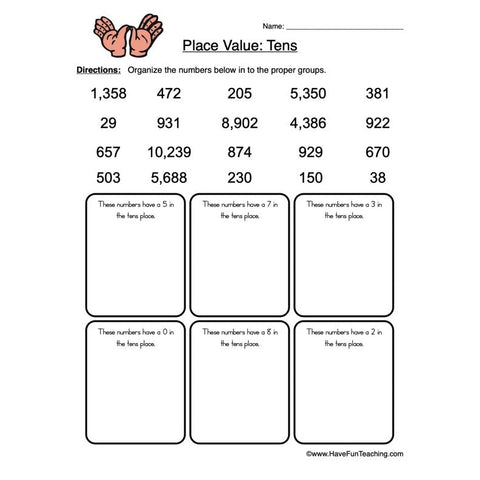 Place Value Tens Worksheet 2