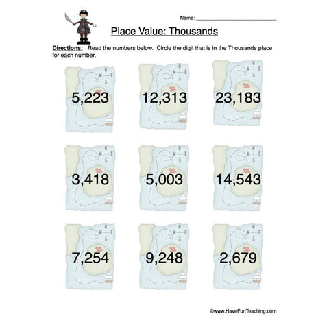 Place Value Thousands Worksheet