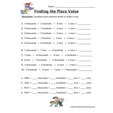 Place Value 10 Worksheet