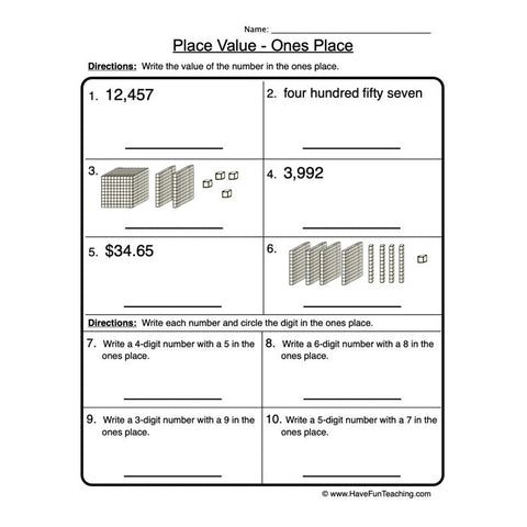 Place Value 1 Worksheet