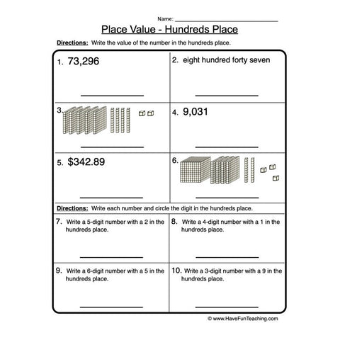 Place Value Worksheet 6