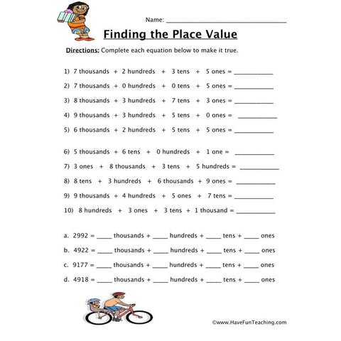 Place Value 8 Worksheet