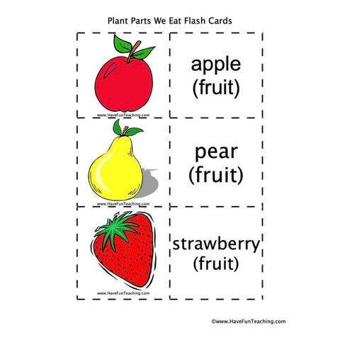 Plant Parts We Eat Flash Cards