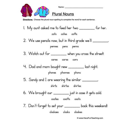 Plural Nouns Worksheet 3