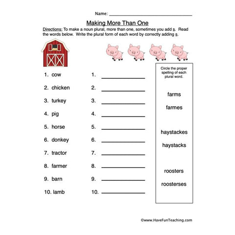 Plurals Worksheet 3