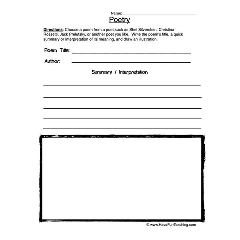 Poetry Worksheet