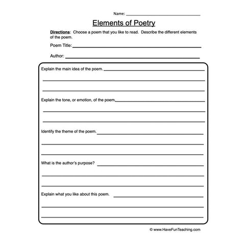 Poetry Worksheet 2