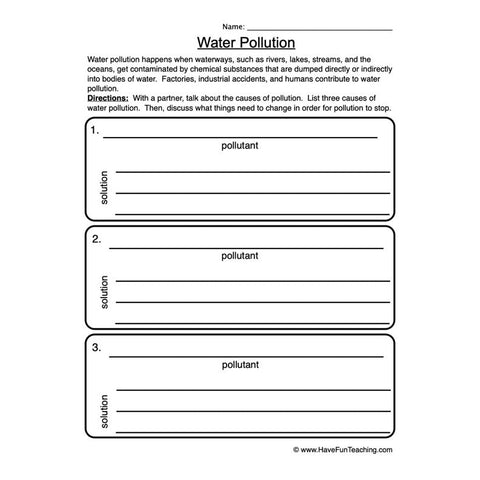 Pollution Worksheet 2