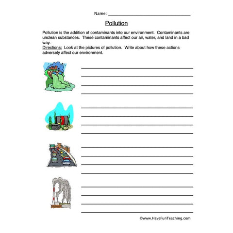 Pollution Worksheet 3
