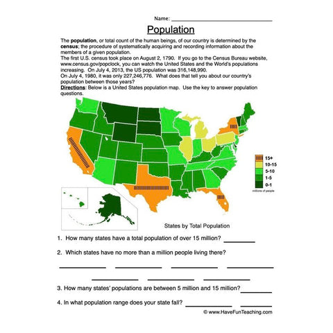 Population Worksheet