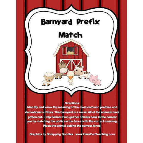 Prefix Barnyard Matching Game