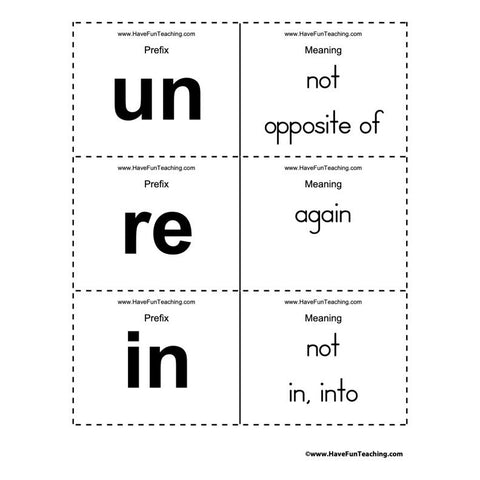 Prefix Flash Cards