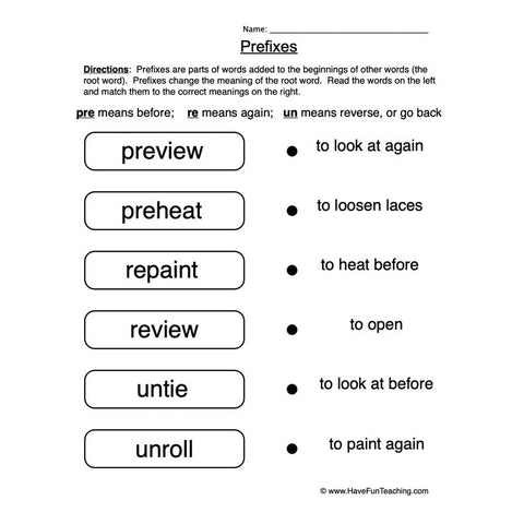 Prefix Worksheet 4
