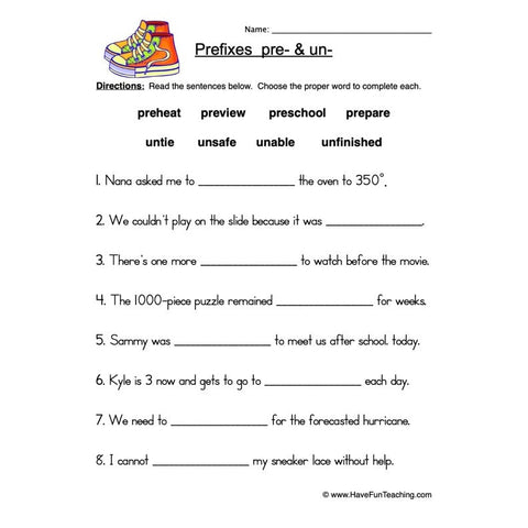 Prefixes 1 Worksheet