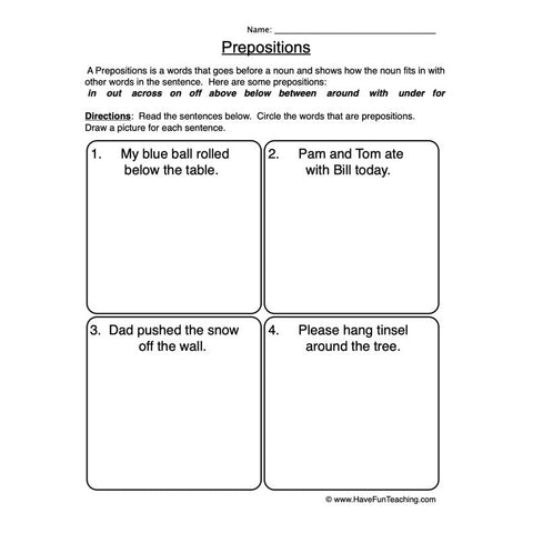 Prepositions Worksheet 3