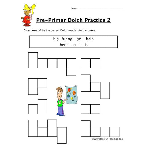 Preprimer Dolch Worksheet 2