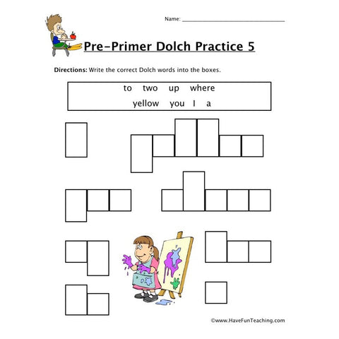 Preprimer Dolch Worksheet 5