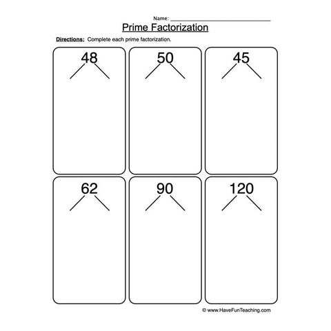 Prime Numbers Worksheet 2