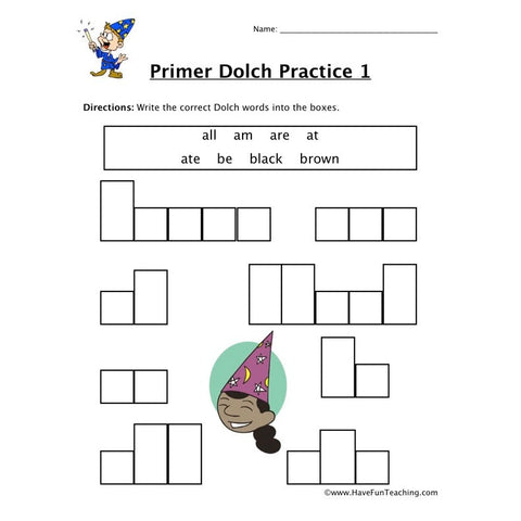 Primer Dolch Worksheet
