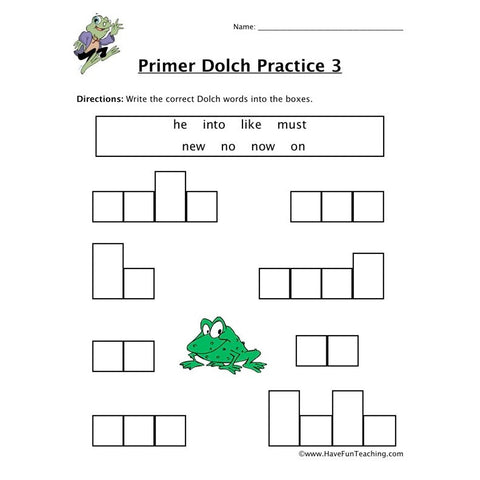 Primer Dolch Worksheet 3