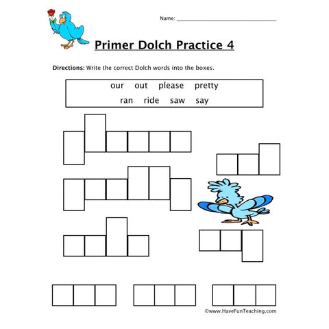 Primer Dolch Worksheet 4