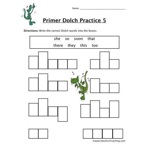 Primer Dolch Worksheet 5