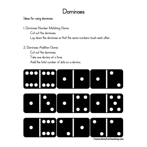 Printable Dominoes Worksheet