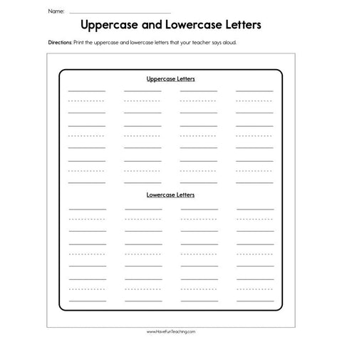 Printing Uppercase and Lowercase Letters Worksheet