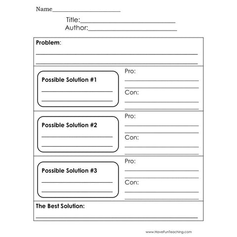 Problem and Solutions Graphic Organizer