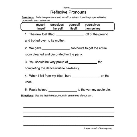 Pronoun Worksheet 4