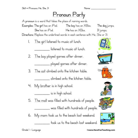 Pronoun Worksheet 6