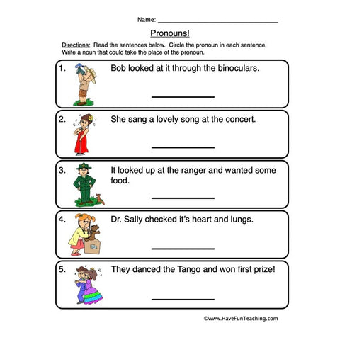 Pronouns Worksheet