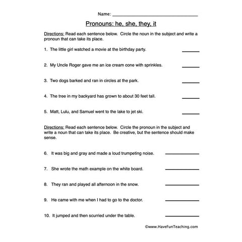 Pronouns 1 Worksheet 2