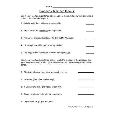 Pronouns 2 Worksheet 3