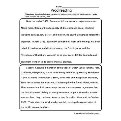 Proofreading Worksheet 2