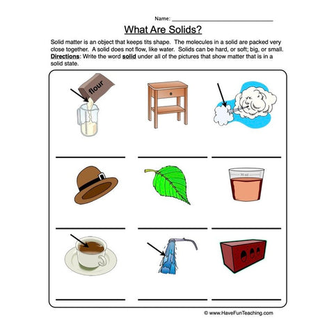 Properties Solids Worksheet