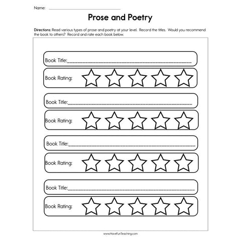 Prose and Poetry Worksheet