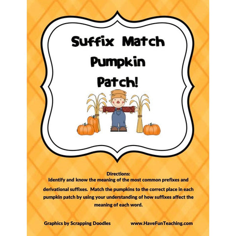 Pumpkin Patch Matching Suffix Game