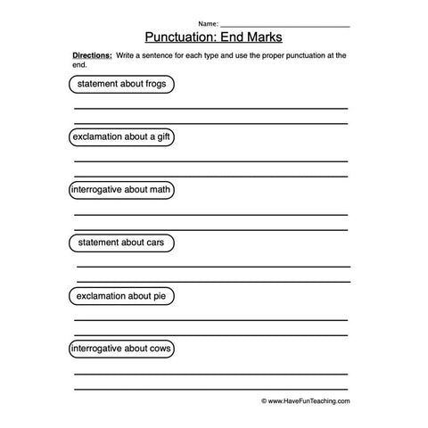 Punctuation Worksheet