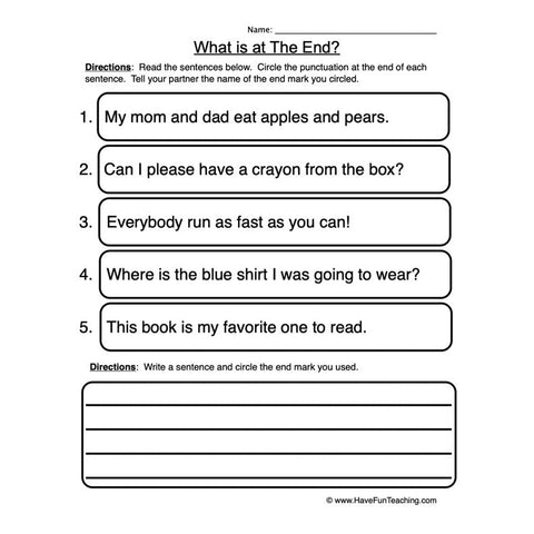 Punctuation Worksheet 2