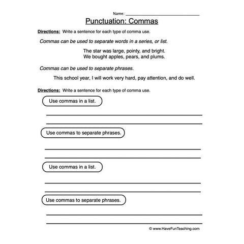 Punctuation Worksheet 3