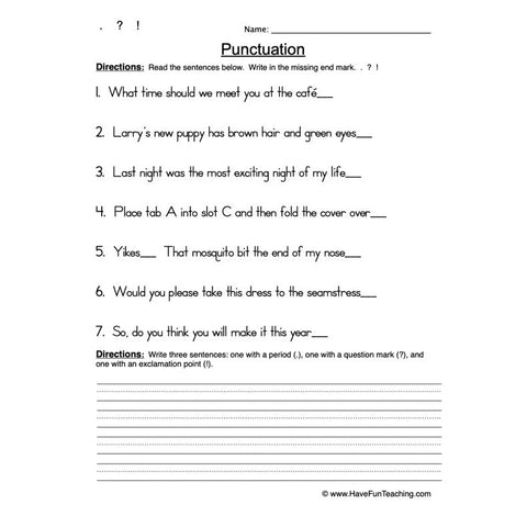 Punctuation 2 Worksheet
