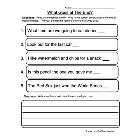 Punctuation Worksheet 4