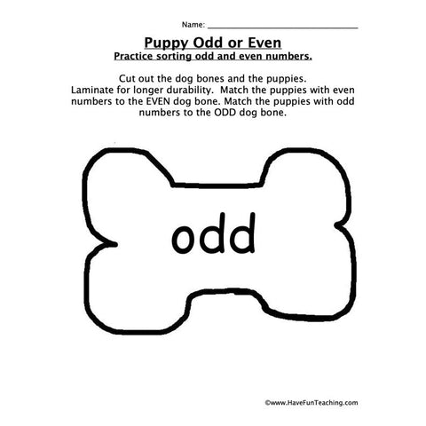Puppy Odd Even Worksheet