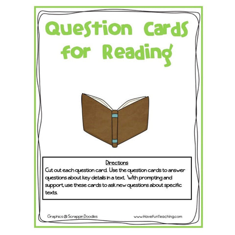 Question Cards for Reading Game